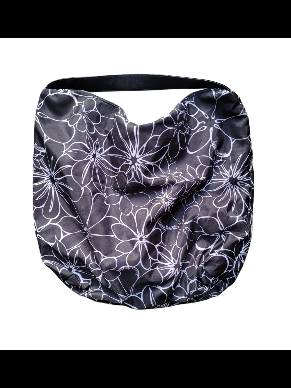 Neiman Marcus Black and White Floral Tote